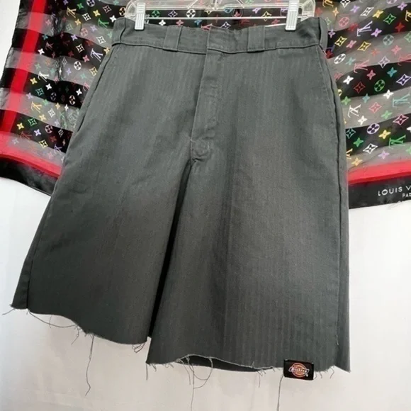 Punk DICKIES Pinstripe Cut Off Shorts Classic Cargo Work Pants 🩸 ★